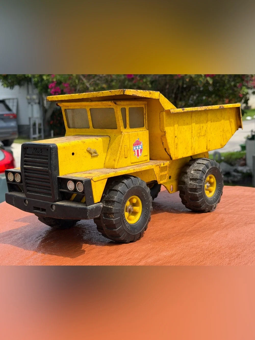 Vintage Original 60’s 70’s Buddy L Mack Dump Truck Buddy Yellow Steel